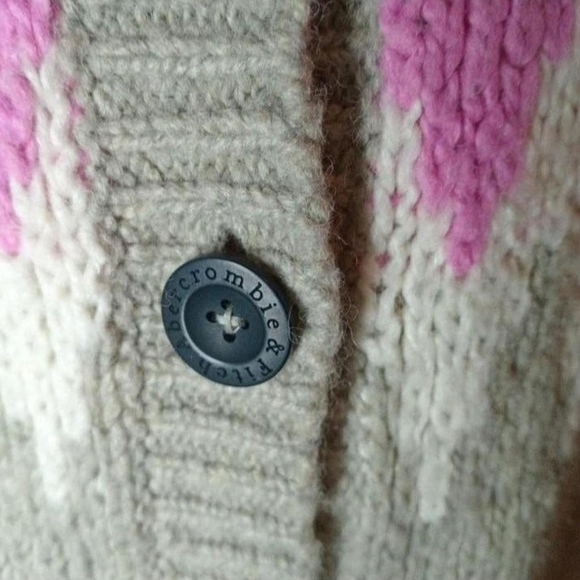Abercrombie & Fitch Beige Pink Fair Isle Cozy Cardigan Sweater - Picture 7 of 7